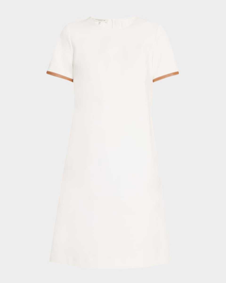 Leather-Trim Cotton Dress